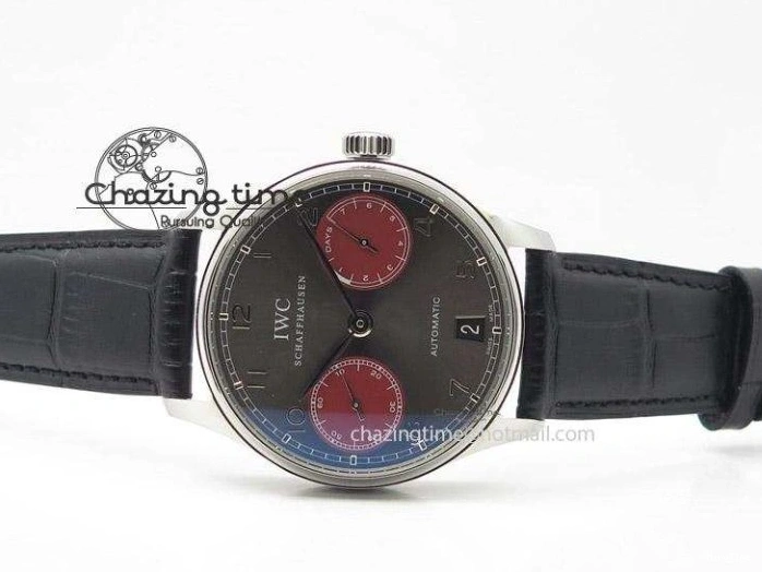 MIROTIME 0209 Portuguese Real PR IW500126 ZF 1:1 Best Edition Grey Red Dial On Black Leather Strap A52010 V Resilient 7333